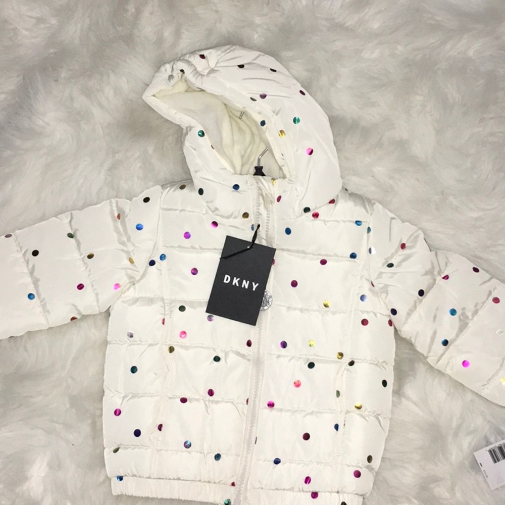 BNWT DKNY BABY GIRL PUFFY JACKET W HOOD. IVORY